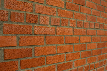 Brick with texture. The wall of red brick is removed on the squint.