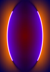 Neon illumination background in Halloween style. Abstract 80s or synthwave backdrop with orange and purple lamp on the wallpaper