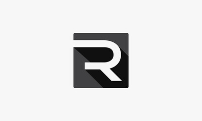 square R letter shadow isolated on white background.