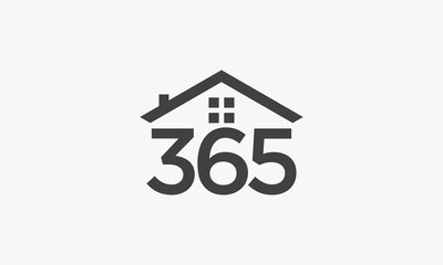 365 home logo concept isolated on white background. - obrazy, fototapety, plakaty