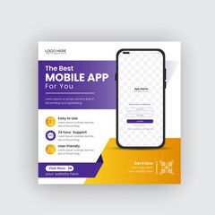 Mobile app promotion social media post instagram banner and web banner For Social media advertising	
