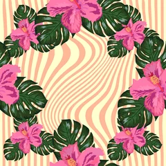 Abwaschbare Fototapete Floral exotic tropical seamless pattern tropic hawaiian wallpaper. Botanical print. Modern floral background © MichiruKayo