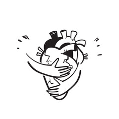 hand drawn doodle save heart organ illustration vector isolated