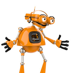 Fototapeta premium vintage red robot in a white background