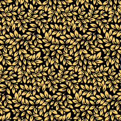 Flower pattern. Seamless black and gold ornament. Graphic vector background. Ornament for fabric, wallpaper, packaging