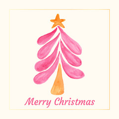Unique pink watercolor Christmas tree..