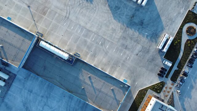 a large parking lot for heavy vehicles and tractors