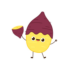Sweet Potato character design. Sweet Potato vector.  Roasted Potato.