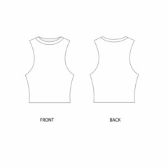 Tank top technical sketch. Crop top template design. Top vector drawing.