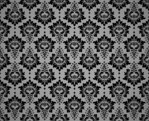 Floral pattern. Vintage wallpaper in the Baroque style. Seamless vector background. Black and gray ornament for fabric, wallpaper, packaging. Ornate Damask flower ornament