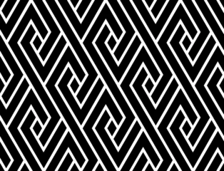 Gordijnen Abstracte geometrische patroon. Een naadloze vectorachtergrond. Witte en zwarte sieraad. Grafisch modern patroon. Eenvoudig rooster grafisch ontwerp © ELENA