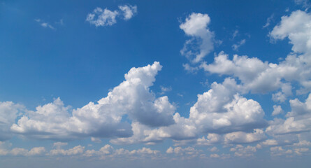 Naklejka na ściany i meble Panorama blue sky and white clouds.