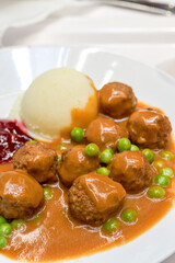 A delicious bolognese Swedish meatballs with mashed potatoes