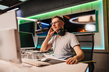 The DJ hosts the program and communicates with the audience on air at the radio station. The...
