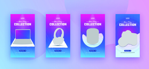 Set of Black friday gadget Editable banner post on instagram story template.Suitable for social media stories post, web mobile ads 