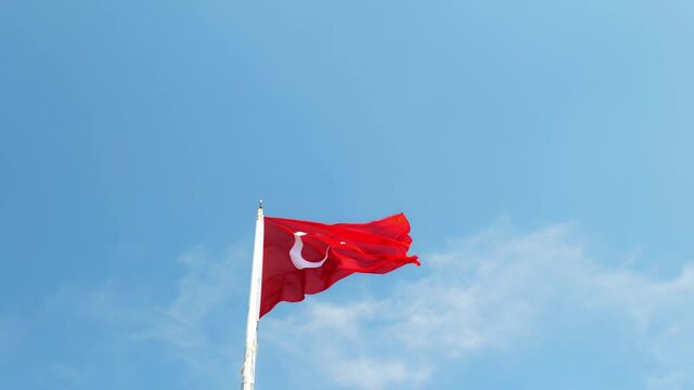 Turkish flag - Turkey Republic national flag waving with the wind in the sky.