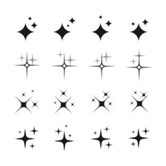 Set of shine icons, clean star icon, twinkling stars, sparkle light, shining burst vector design concept