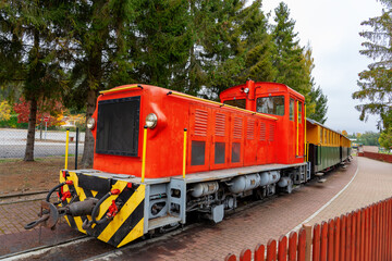 Fototapeta premium small narrow gauge train in Szalajka valley Szilvásvárad Hungary