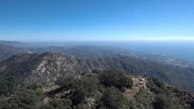 Cruz de Juanar in aerial view from drone with the Costa del Sol in the background, between Marbella and Ojen.