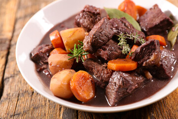 bourguignon beef with carrot and potato