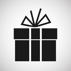 Simple gift box line icon. Stroke pictogram. Vector illustration isolated on a white background.