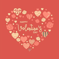 Happy Valentine's Day. Trendy abstract art templates with typography, heart, dots. Set of flat backgrounds for social media, stories, banners, greeting cards, poster, greeting card, header for website