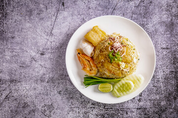 Seafood fried rice, street food