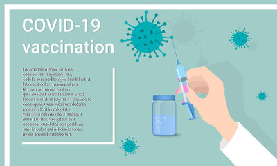 COVID-19 vaccination.Medical personnel are engaged in vaccination against coronavirus.A medical-style poster.Vector illustration.