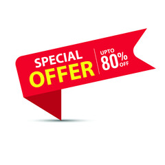 special offer, banner, template, design, Up to 80% Off special offer. end of season special offer banner. Vector illustration, EPS