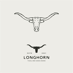 Texas Longhorn logo, Country Western Bull Cattle Vintage Retro Logo Design - obrazy, fototapety, plakaty