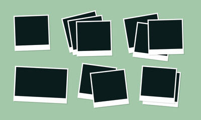 Blank Empty Polaroid Picture Frames Vector Icon Set Template