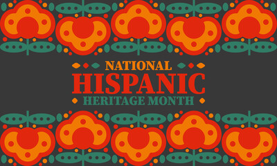 National Hispanic Heritage Month in United States. Celebrate annual in September and October. Latin American and Hispanic ethnicity culture. National fabric vector textures. Traditional festival