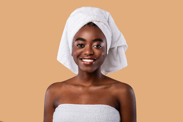 Portrait of beautiful young black woman smiling