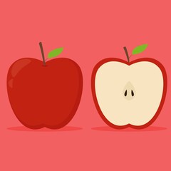 Illustration vector design of fresh apple fruit
