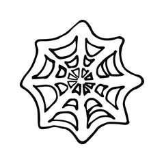 A single hand-drawn snowflake. Vector illustration with doodles. An element for greeting cards, posters, stickers and seasonal design.