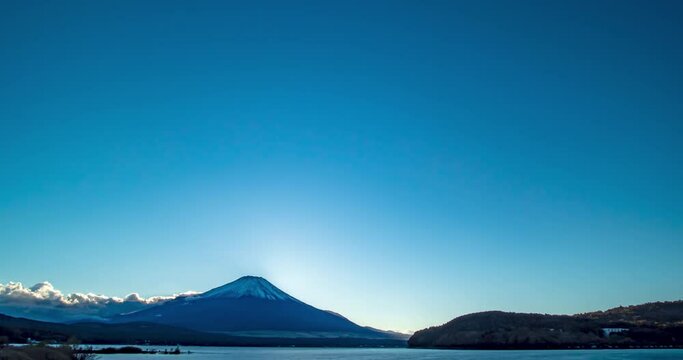 ダイヤモンド富士と天の川のタイムラプス