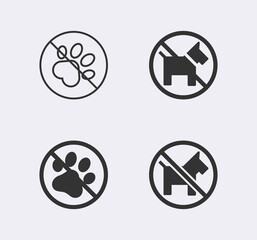 No dogs sign line vector icon