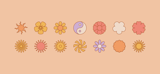 Vector set of design elements and illustrations in simple linear style