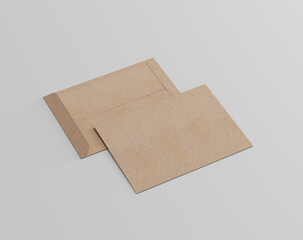 Blank kraft brown big envelope mockup on the empty background