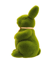 Figure of green sitting rabbit left profile view isolated