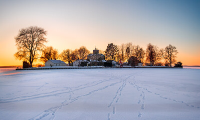 Cold day at the Steinhuder Meer. Winter on a german inland lake