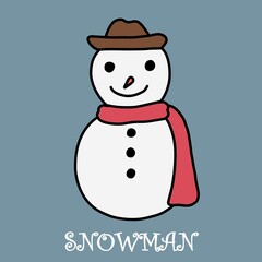 doodle freehand sketch drawing of a snowman.