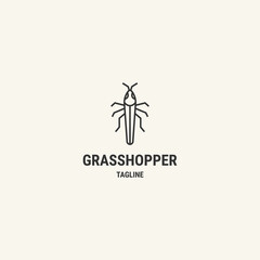 Fototapeta na wymiar Grasshopper line logo design template