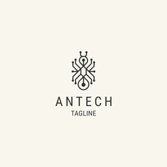 Ant technology line art logo template