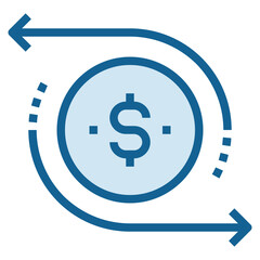 DIGITAL MONEY ICON BLUE LINE COLOR . 