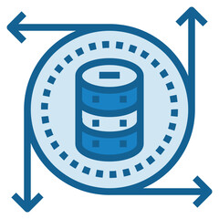 DATABASE ICON BLUE LINE COLOR . 