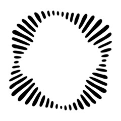 Abstract  geometric ornament, striped frame from hand drawn elements. Decorative pattern isolated on white background. Place for text. Vector monochrome illustration for invitations, greeting cards.