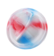 Smear of colorful toothpaste isolated on white, top view