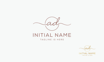 AD DA Signature initial logo template vector