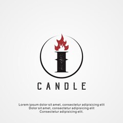 Letter R logo icon design template elements with a style resembling a candle and a torch